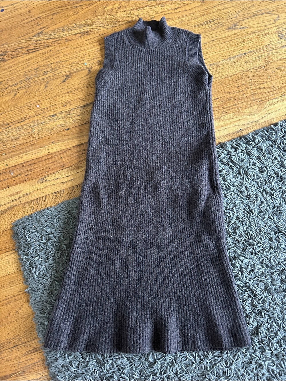 Babaton Sleeveless Ribbed Knit Midi Dress in Dark Brown Sweater Dress XS
